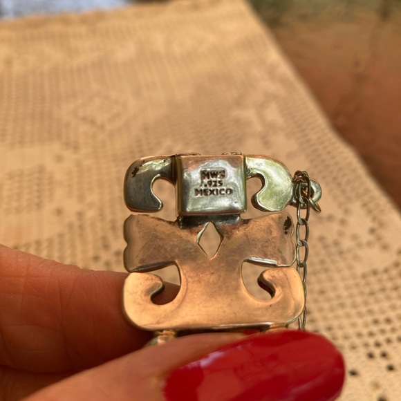 925 MEXICO bracelet Vintage Scrollwork unisex 1”wide, about 8.5” (outside) - Picture 2 of 8